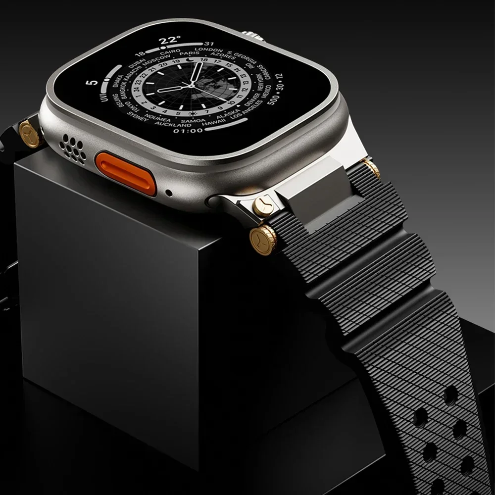 Фото Спортивный резиновый ремешок для Apple Watch, ремешок 49 мм, металлический разъем, ремешок для часов Iwatch 10, 46 мм, 9, 8, 7 6, 6 Se, 45 мм, 44 мм, стальная пряжка 316L №4