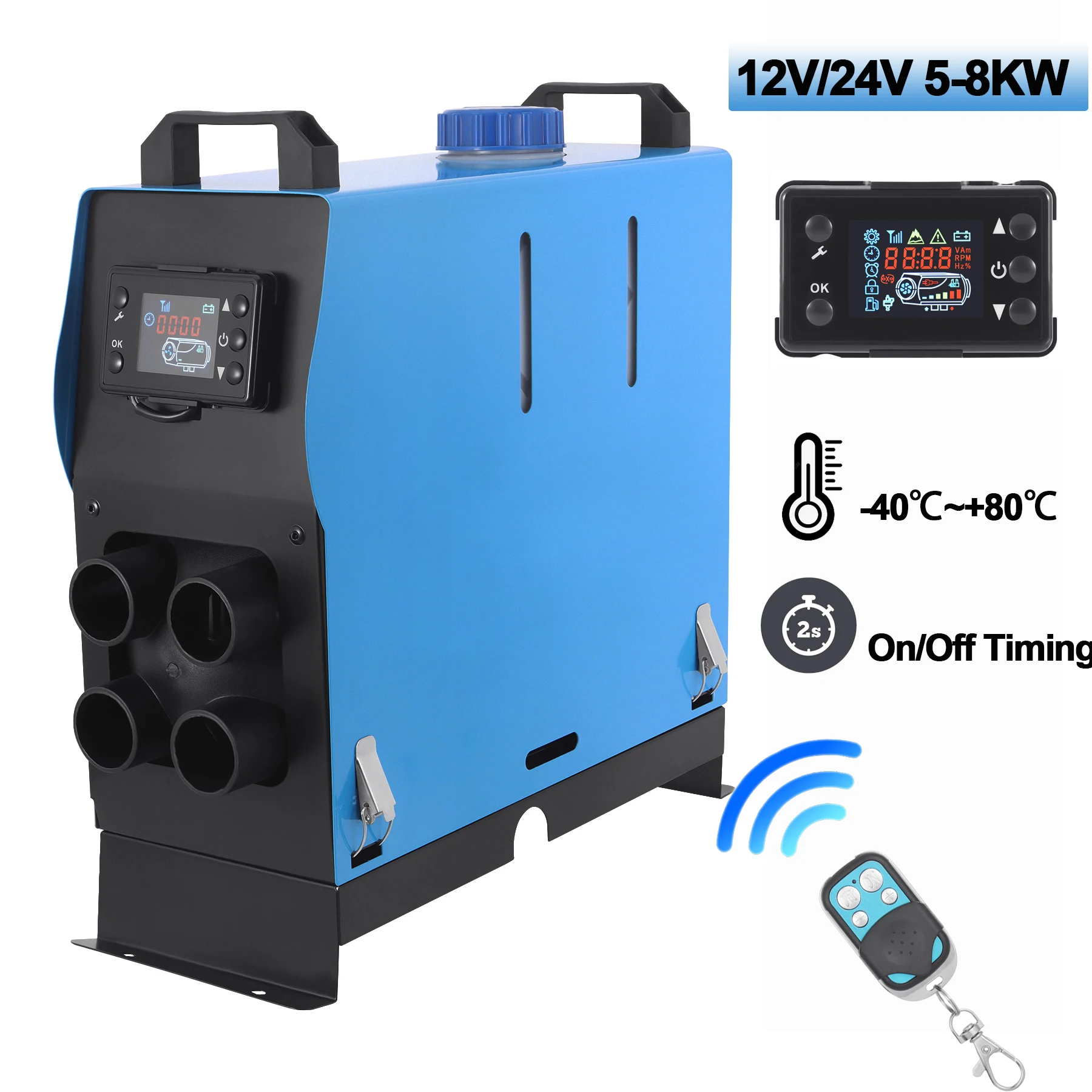 

Honhill 12-24V Car Heater Diesel Air Heater 2KW 3KW 5KW All in One with LCD Switch Car Air Parking Heater for Truck RV Boat Bus