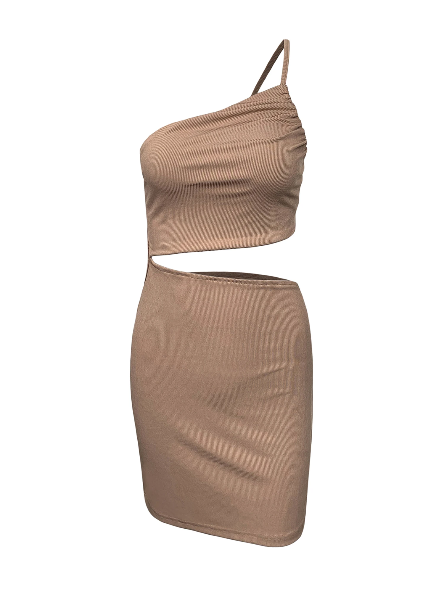 

TOPGOD Women s One Shoulder Drawstring Dress Backless Strap Hollowout Sling Dress Summer Fashion Mini Skirt (A-Sapphire Blue