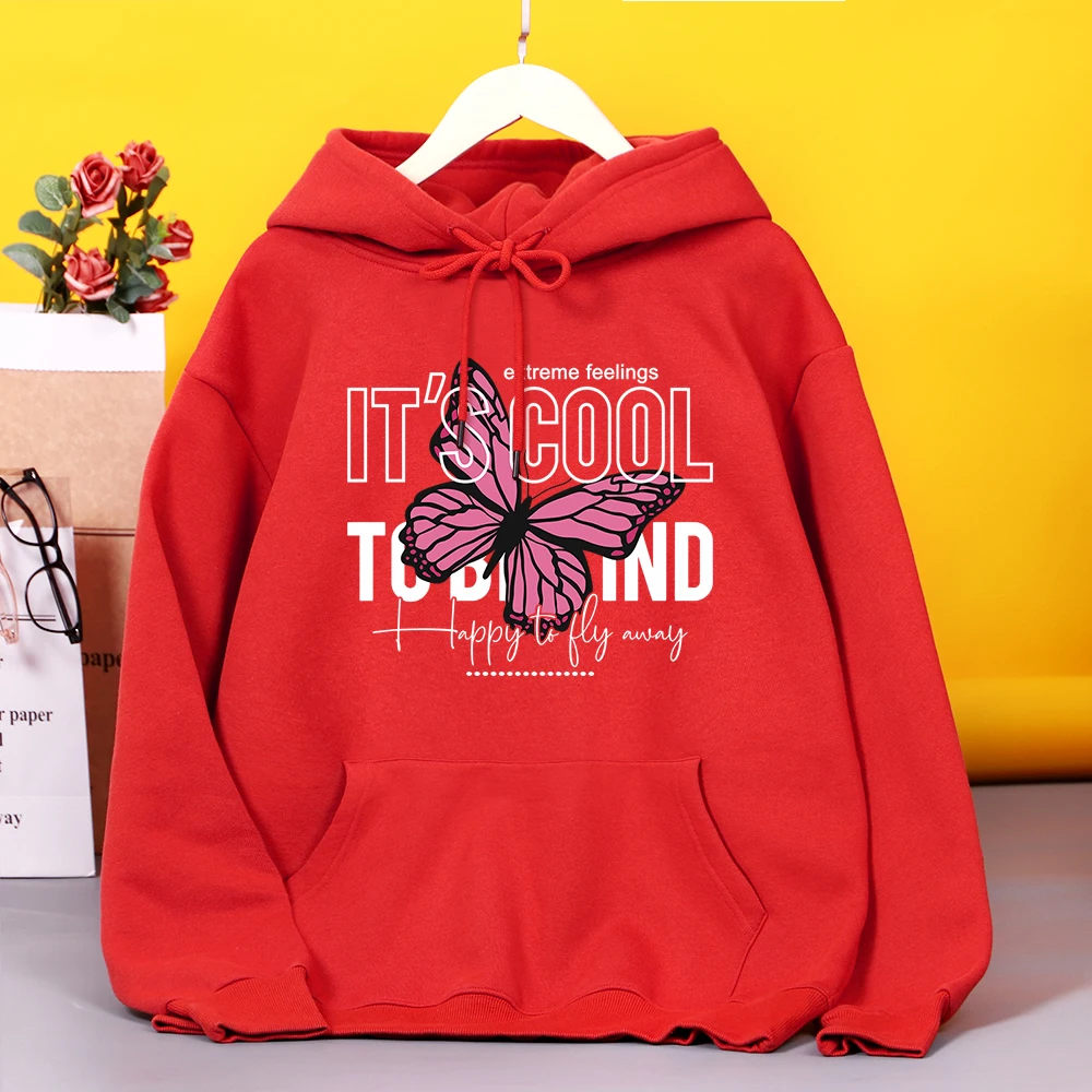 

it's cool to be kind happy to fly always Printing Woman Hoodies hip hop Autumn Hoodie Casual Fashion Hoody Harajuku Loose Hooded