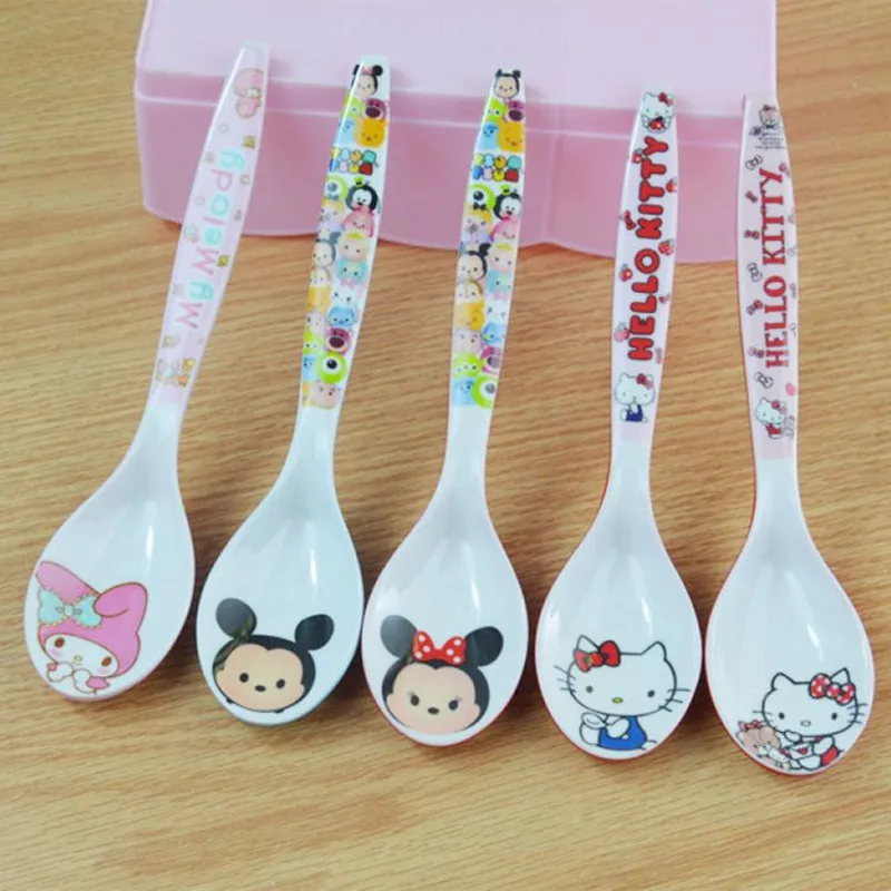 Kawaii Sanriod Anime Peripheral Cartoon Cute Kitty Mymelody Sumikkogurashi Melamine Children's Spoon