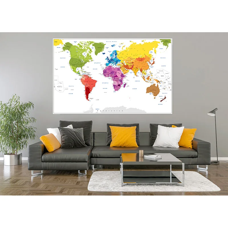 

Vinyl Photography Backdrops Props Physical Map of The World Vintage Wall Poster Home School Decoration Baby Background DW-11