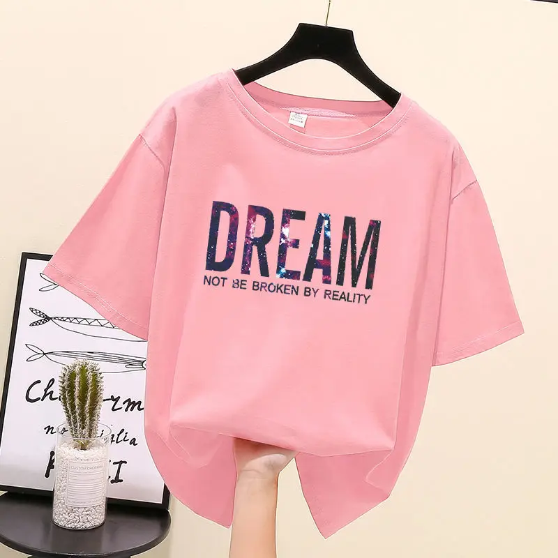 

Disney 100kg Women's summer 2022 new all match round neck women's T-shirt short sleeve loose large Korean top regular 150kg