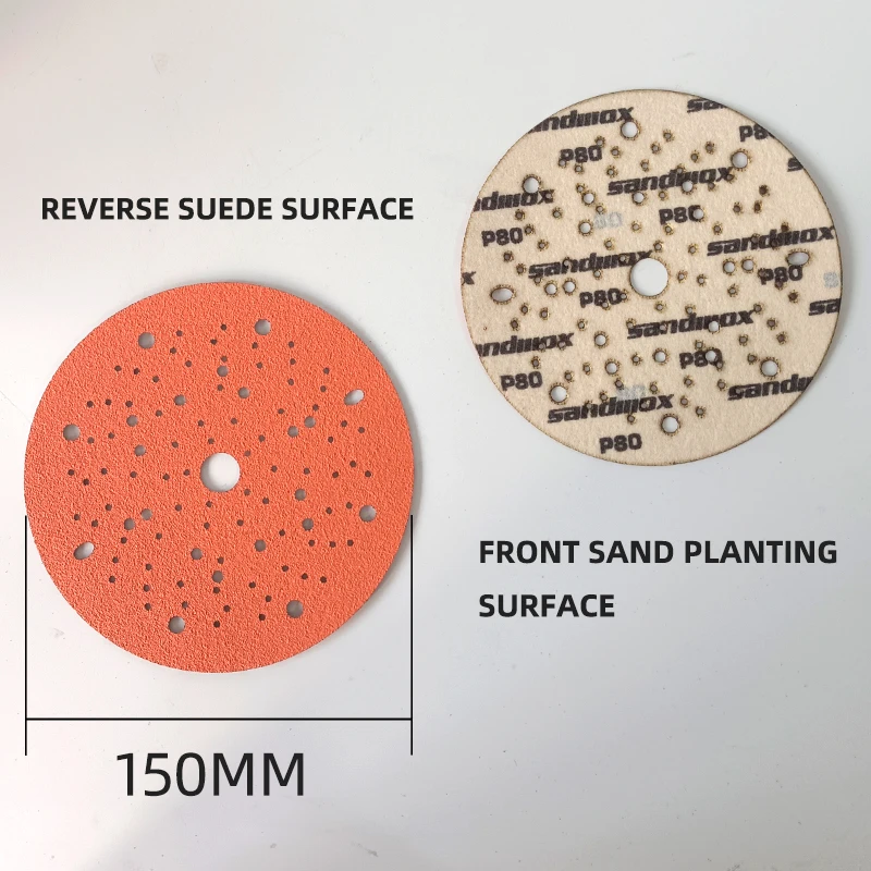 6 Inch 150mm 108 HoleOrange Cyclone Dry Abrasive Paper Car Grinding  Putty Paint Grind Round  Flocking Sandpaper  Disc Pad