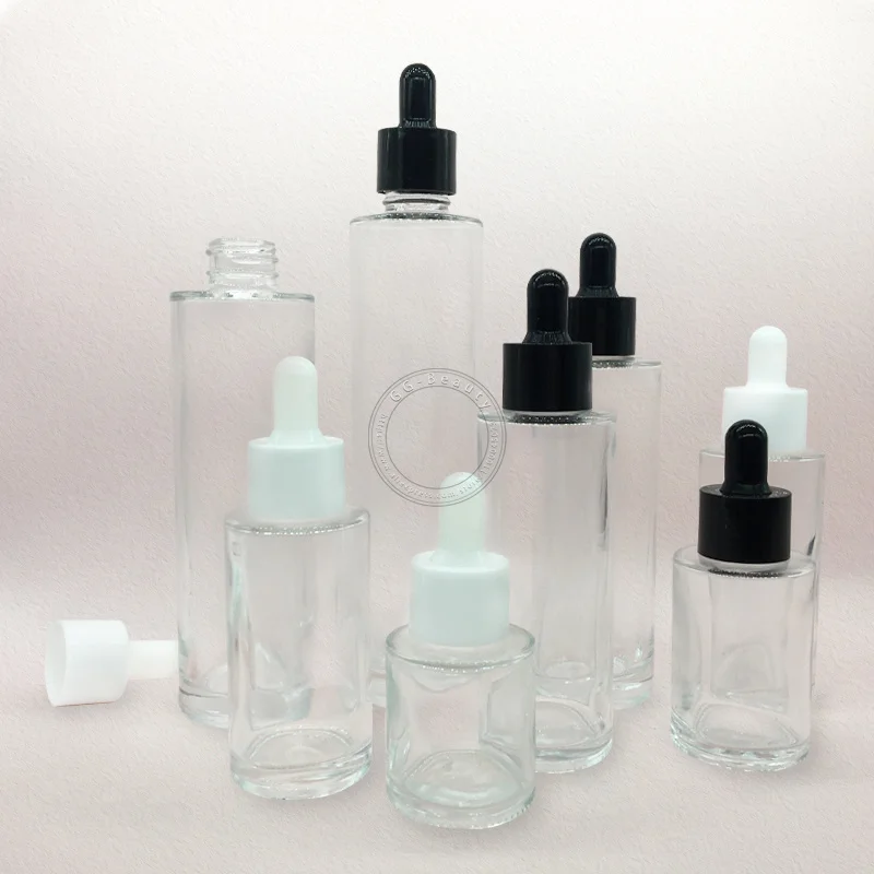 

20ml 30ml 60ml 80ml 100ml 120ml Clear Glass Dropper Bottles with Pipette Refillable Perfume Liquids Cosmetics Bottle Jars Vials