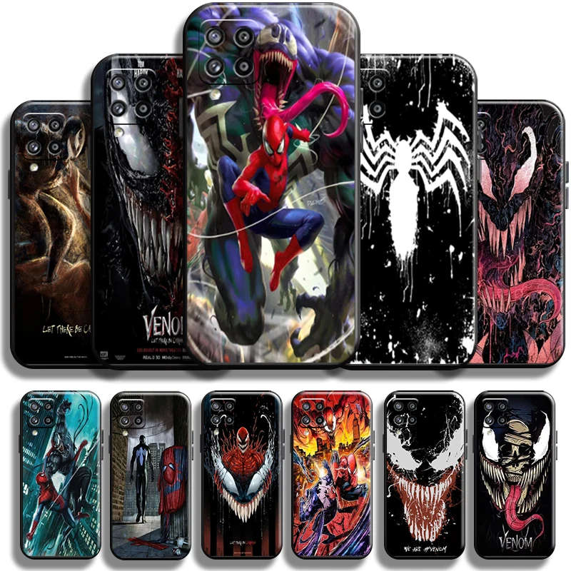 

Marvel Venom Spiderman Phone Case For Samsung Galaxy A22 A22 5G Cases Cover Shell Back Funda Liquid Silicon TPU Full Protection