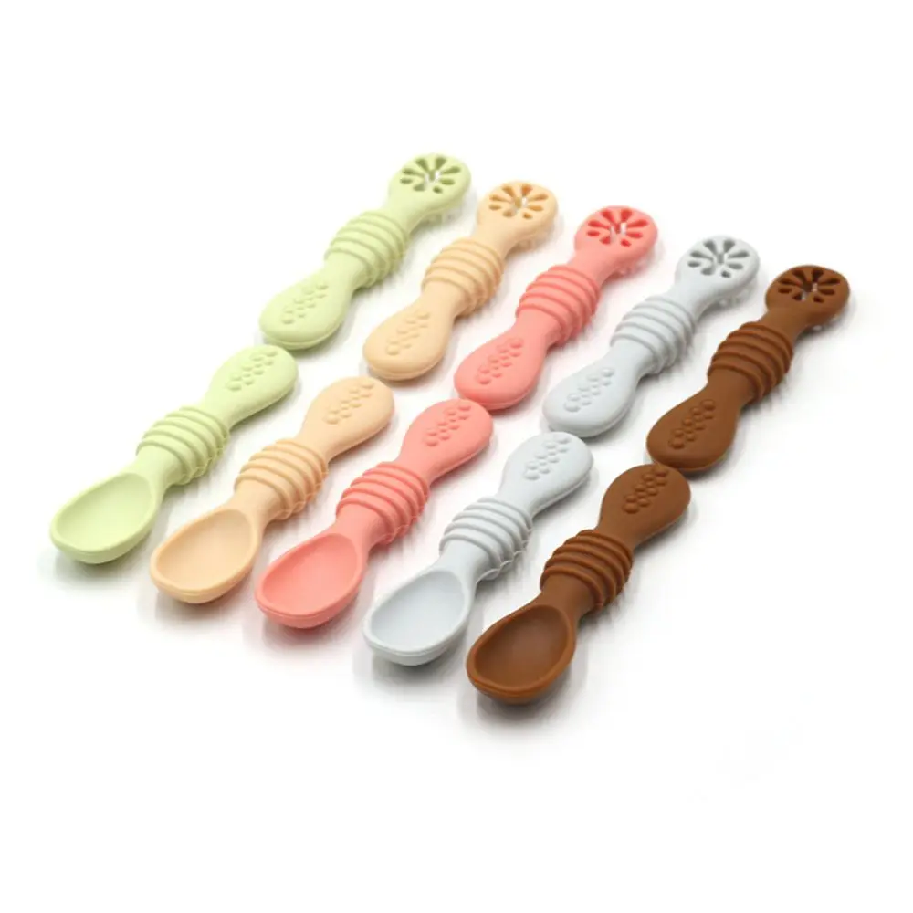 

Teether Toys Newborn Tableware Silicone Baby Food Spoon Training Utensils Learning Feeding Scoop Infant Learning Spoons