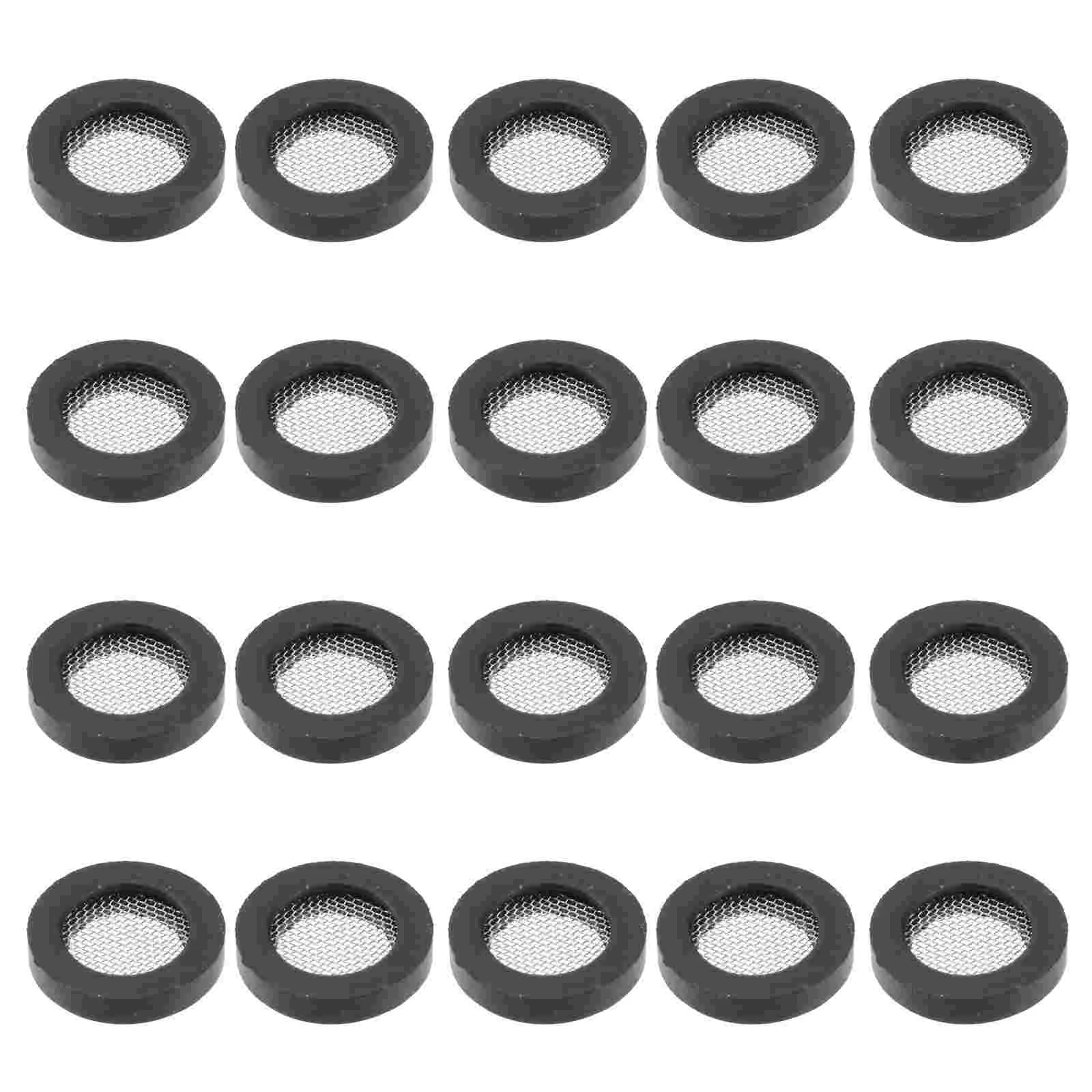 

20 Pcs Screens Pipes Rubber Gasket Net Filter Washer 1.9X1.9cm Black