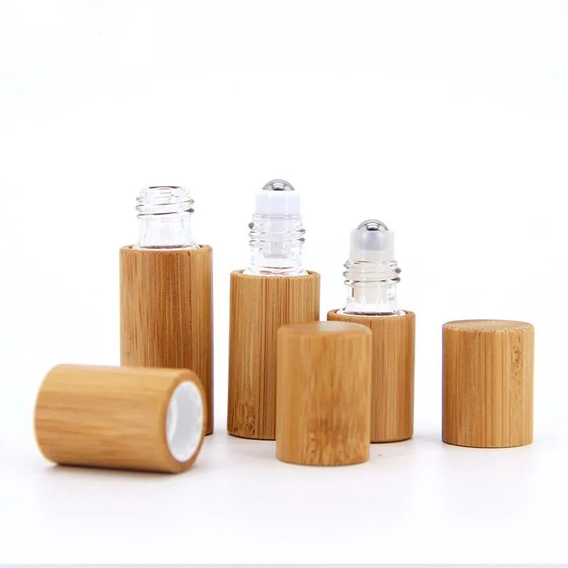 

100PCS 3ml 5ml 10ml Bamboo Wood Bottle Perfume Oil Bottle Stainless Roll On Ball Perfume Aromatherapy Bottle Oil Roller Bottle