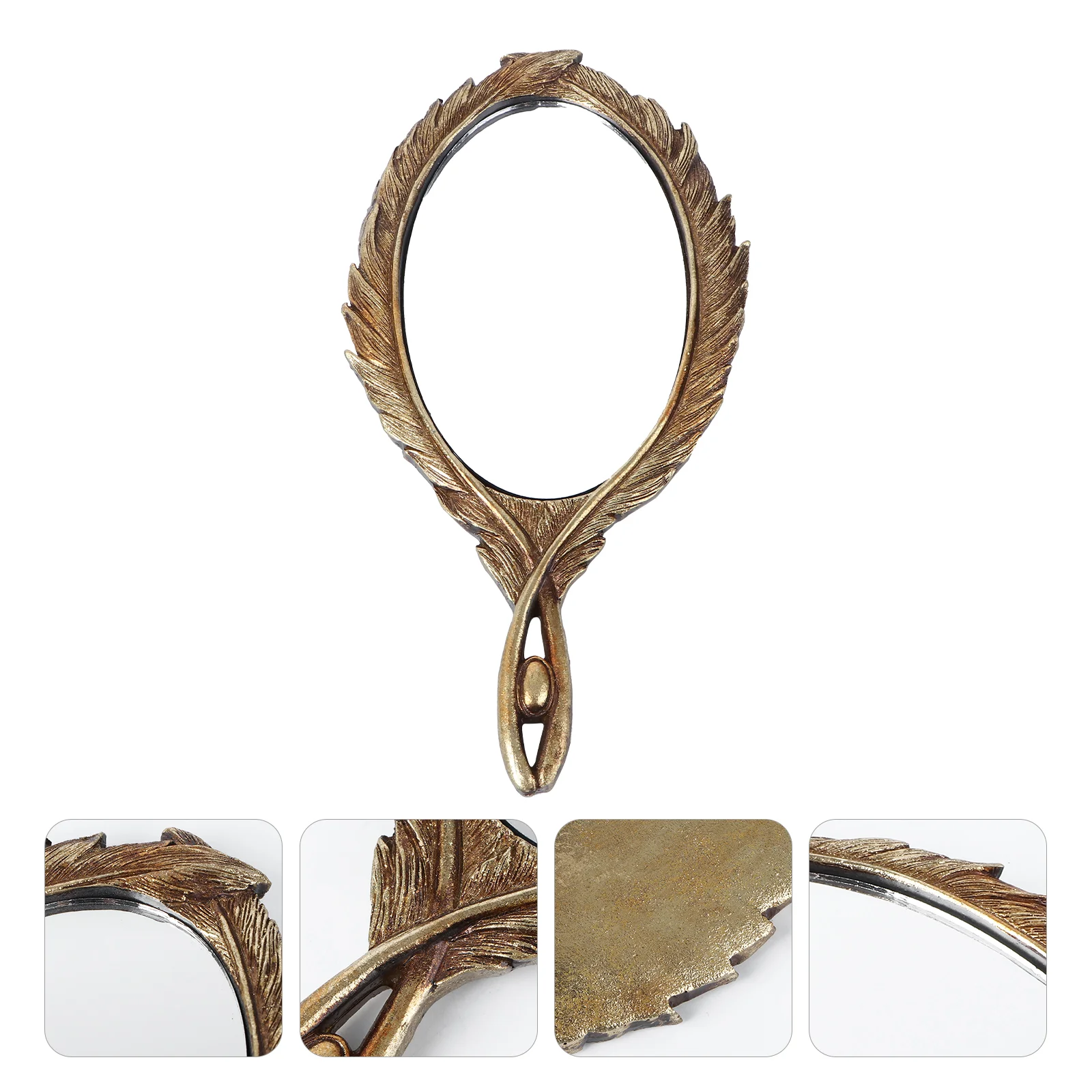 

Mirror Hand Vintage Handheld Handle Makeup Antiqueretro Heldmirrors Cute Portable Oval Haircuthandholdtool Side Baroque Style