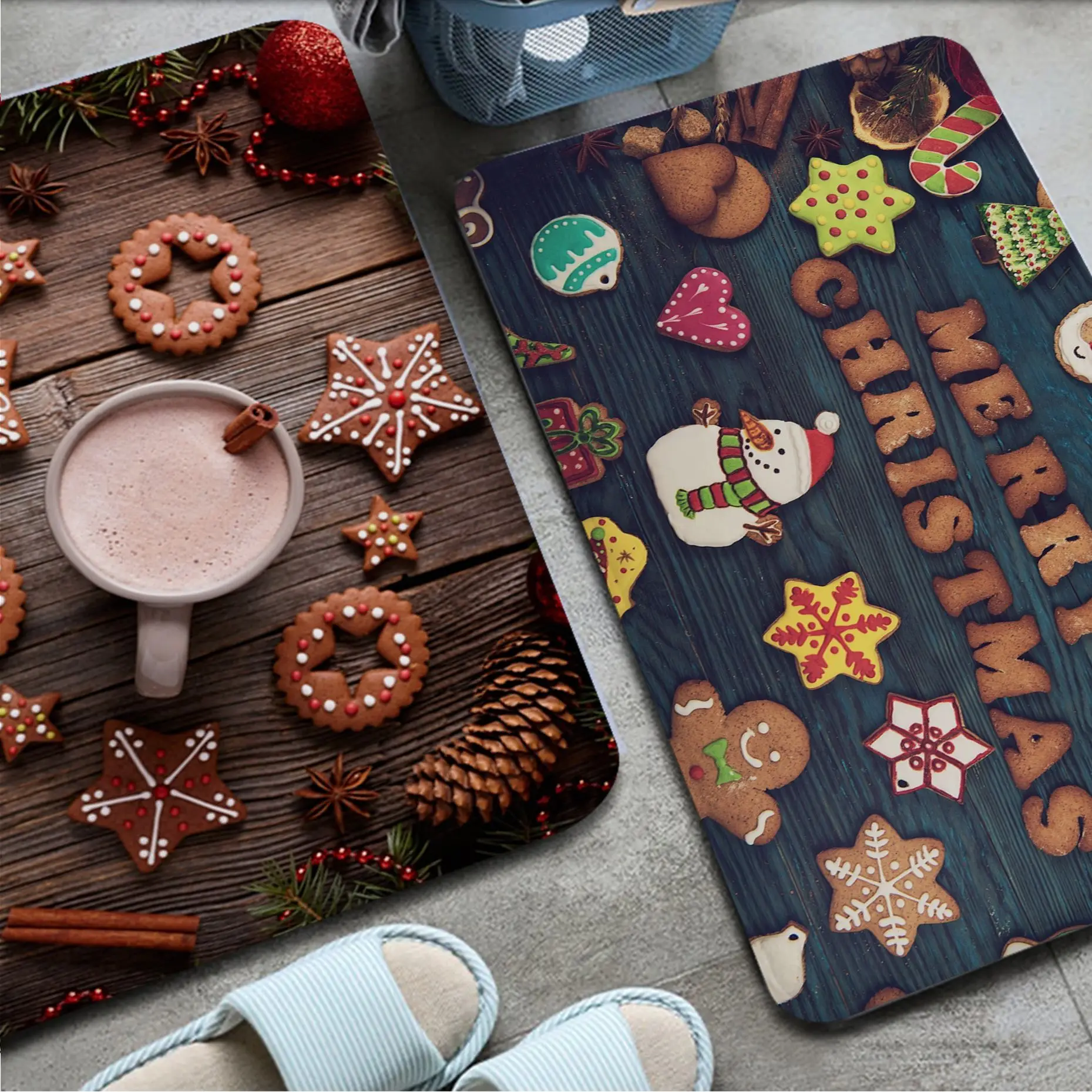 

Christmas Bathroom Mat Retro Multiple Choice Living Room Kitchen Rug Non-Slip Household Carpets