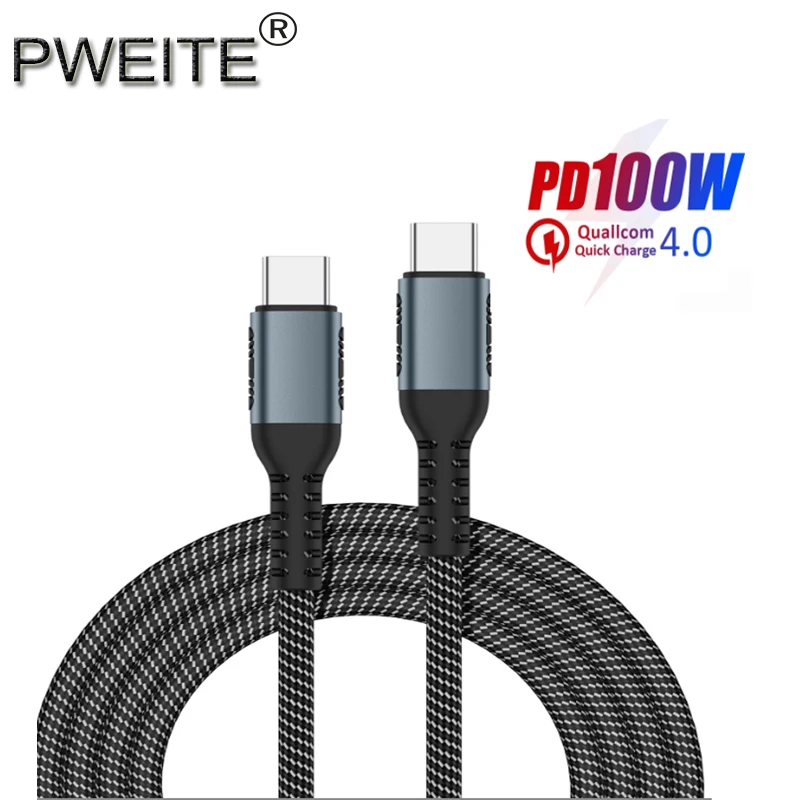 

100W 5A PD QC Type C Fast Charging Cable Nylon Braided Type C Charging Cord for MacBook Pro, iPad Pro, iPad Air 4, Galaxy