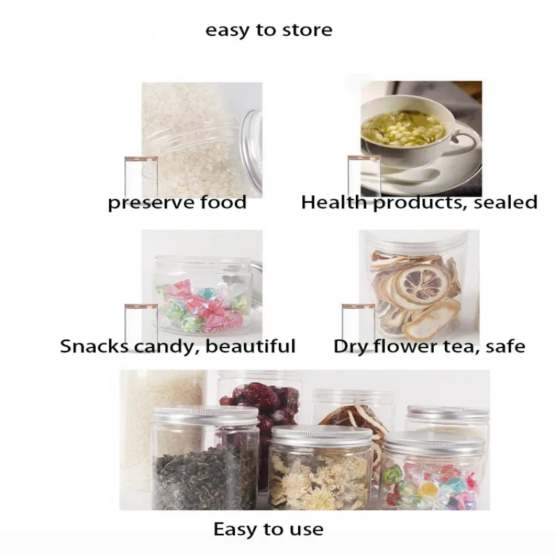 Transparent PET Plastic Sealed Empty Can Kitchen Multifunctional Storage Bottle Ladies Cosmetics Storage Jars Coffee Canister