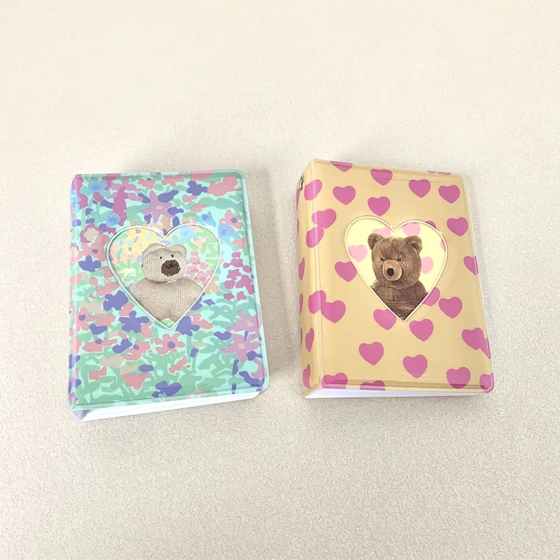 

Ins Cute Bear Photo Album 3 Inch Love Hollow Photocard Binder 40 Pockets Mini Kpop Idol Photos Storage Book For Instant Camera
