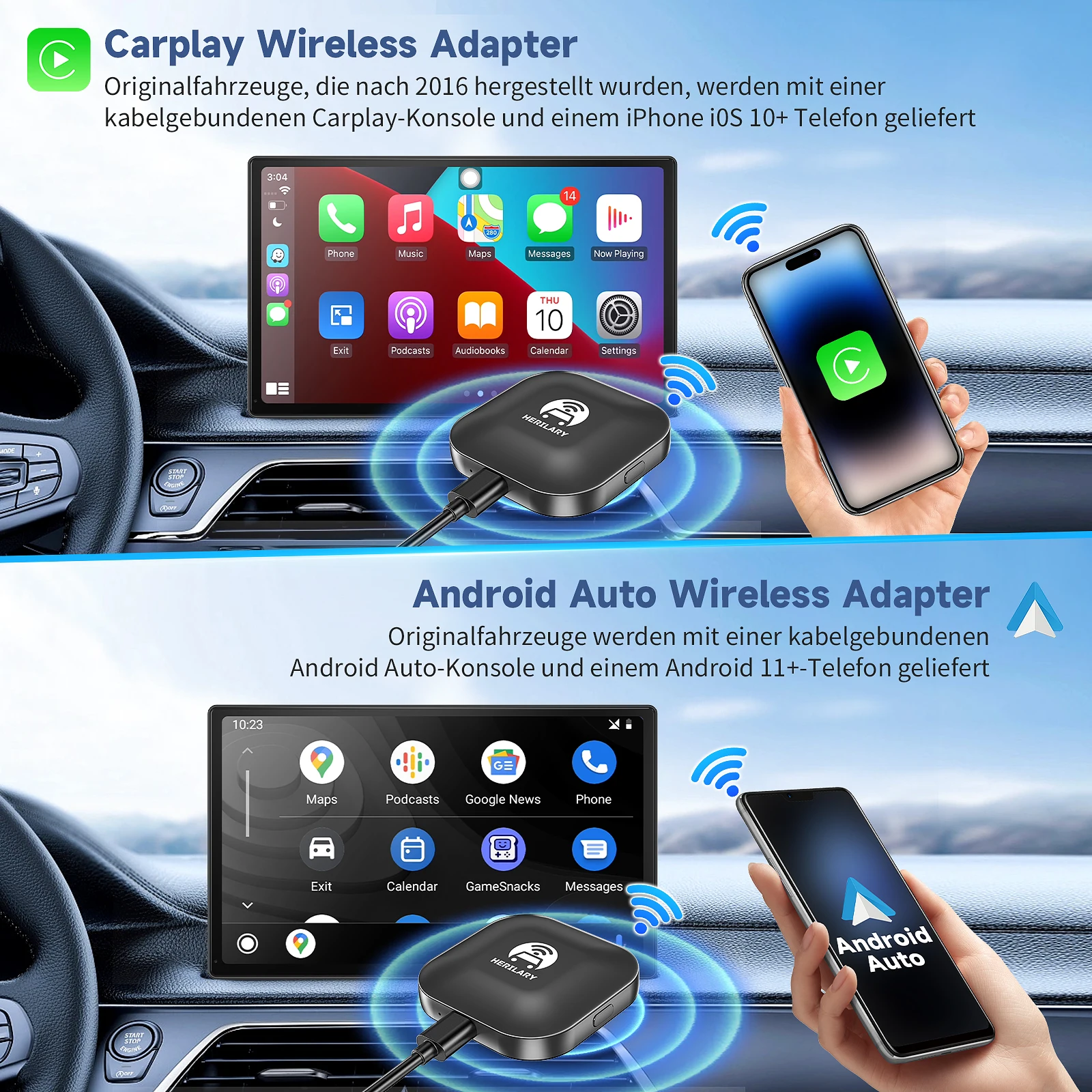 Leranda C1S/C6SE Беспроводной Apple Carplay/Android Auto Box/Беспроводной автомобильный ключ для CarPlay
