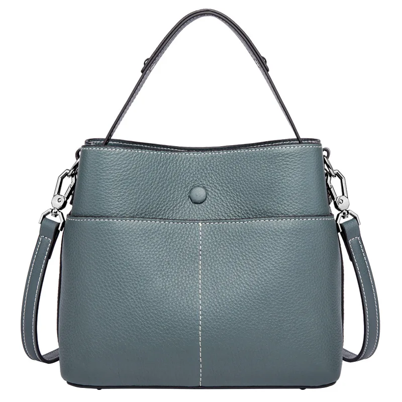 

Luxury High Quality Leather Ladies Shoulder Bags Fashion Designer Messenger Bucket Bags Women Simple Messenger Bags Handbags