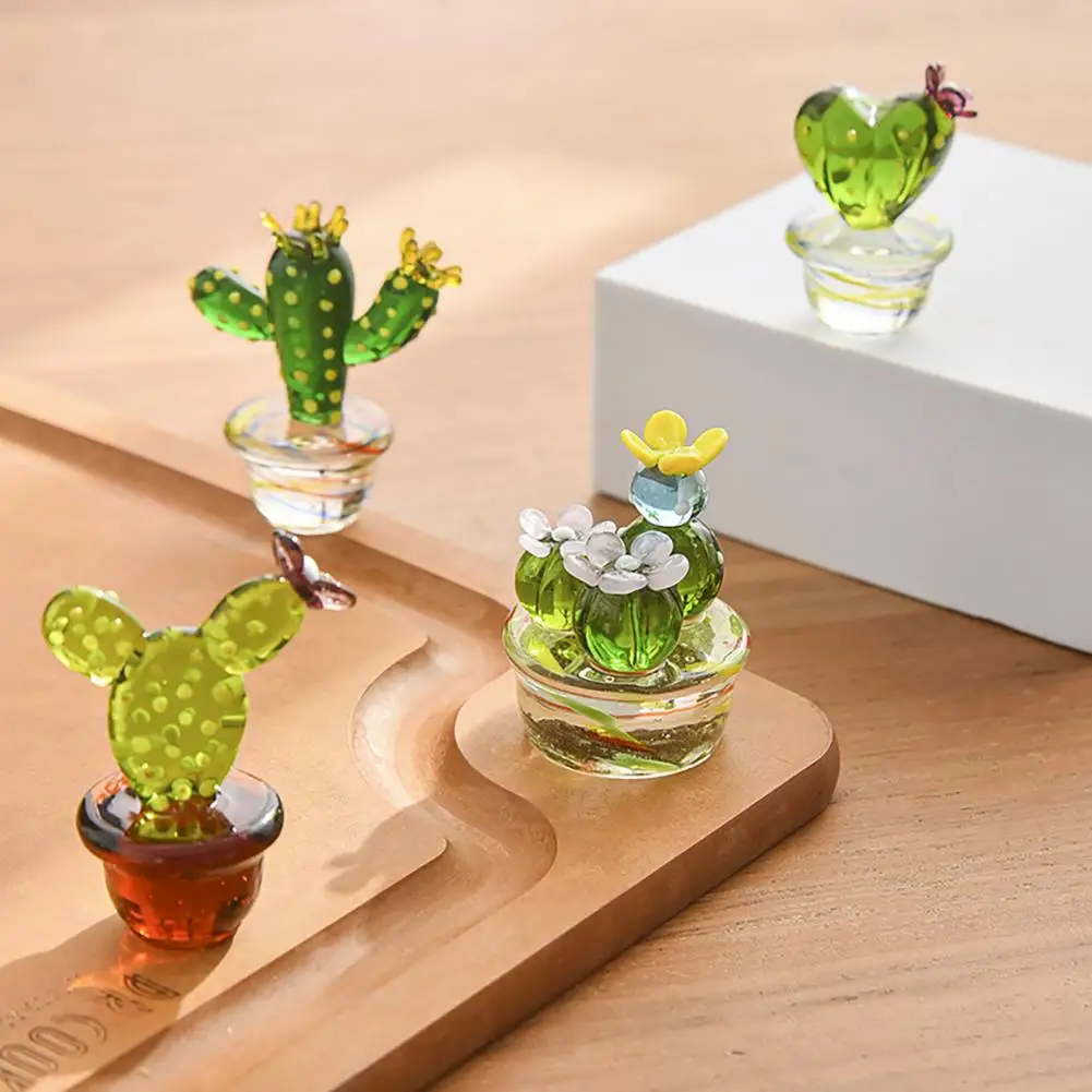 

Creative Ornament Home Decoration Micro Landscape Miniatures Figurines Artificial Glass Cactus Desktop Garden for