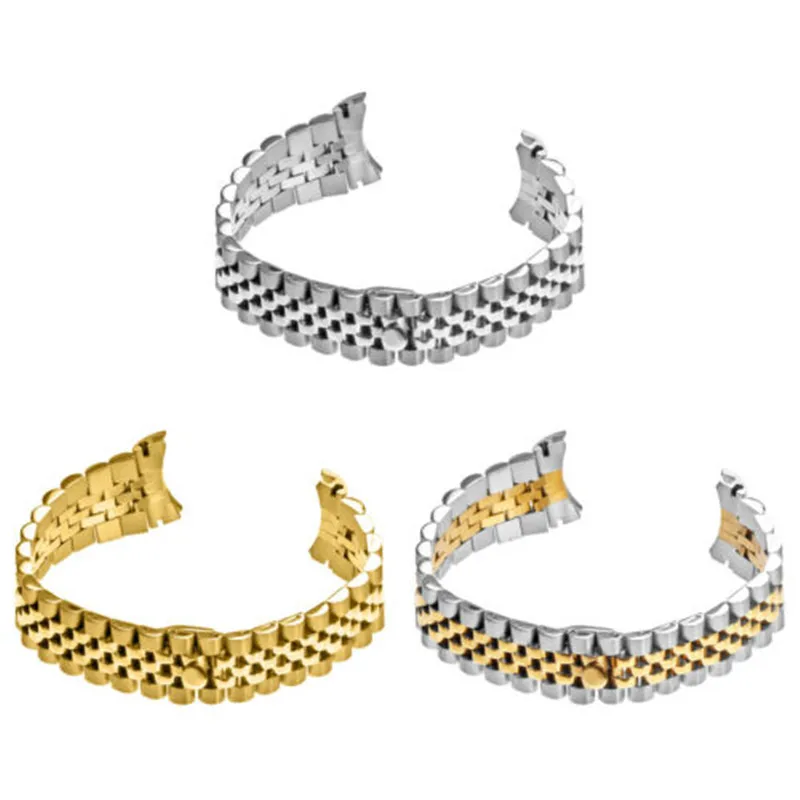 20mm 21mm Jubilee Bracelet Replacement Stainless Steel Solid Curved End Watch Band Strap Fit For Rolex Watch