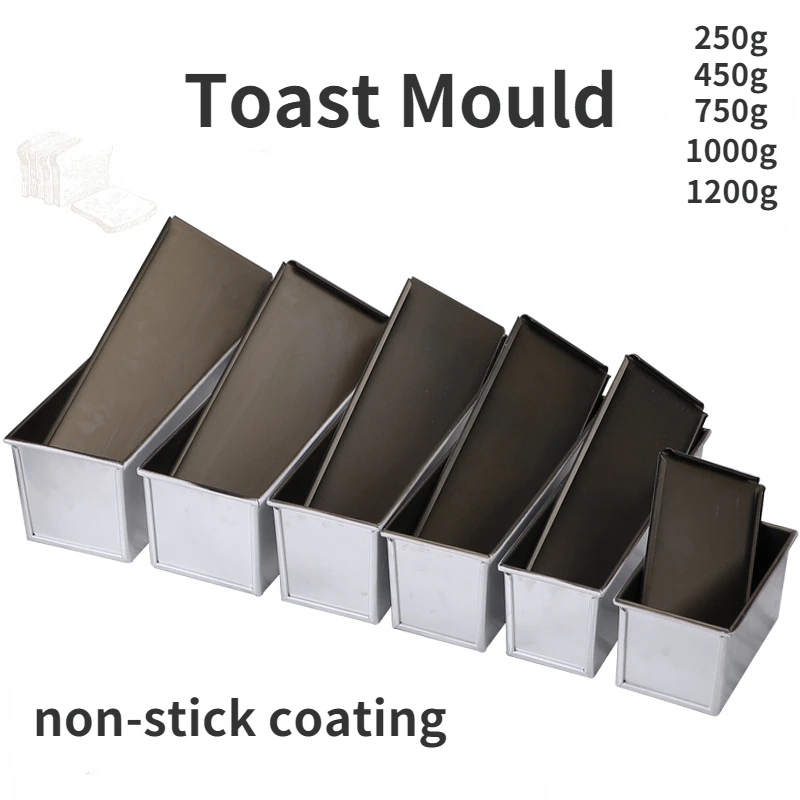 

250g/450g/750g/900g/1000g Aluminum alloy black non-stick coating Toast boxes Bread Loaf Pan cake mold baking tool with lid