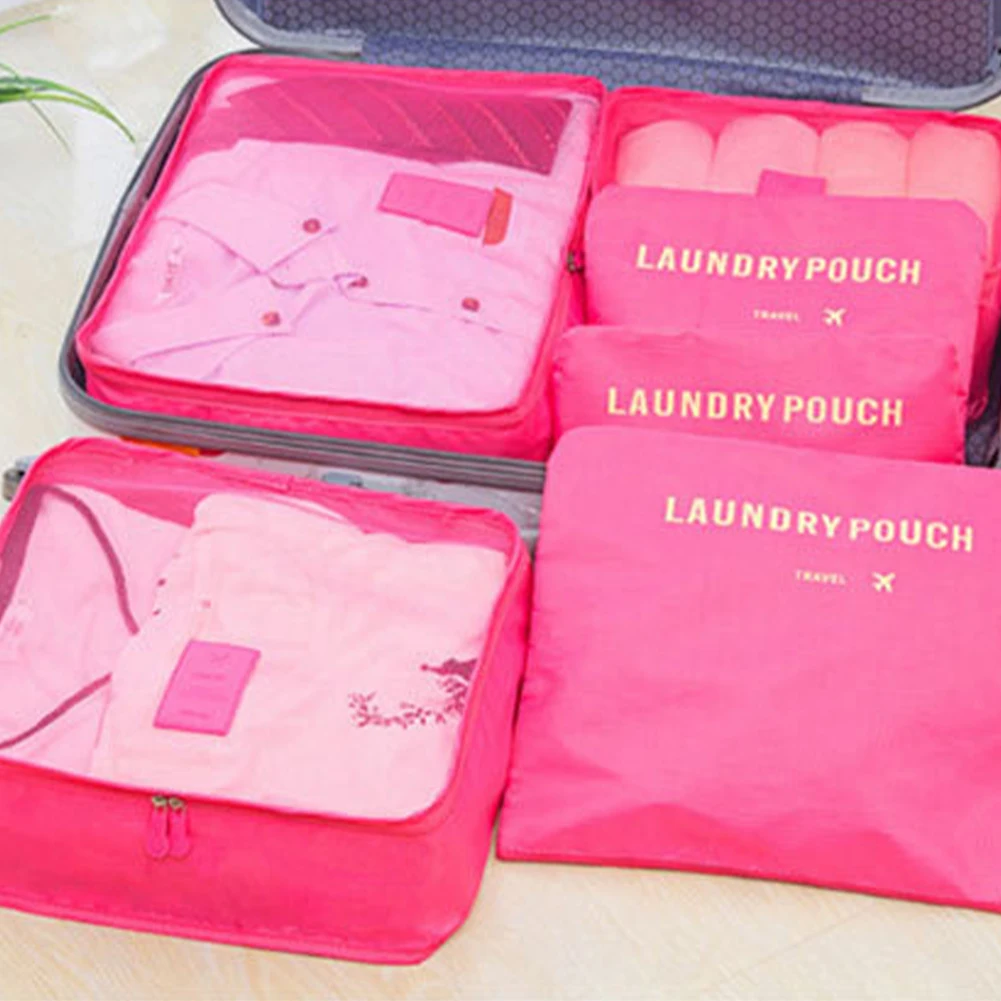 6PCS Travel Storage Bag Set For Clothes Tidy Organizer Wardrobe Suitcase Pouch Travel Organizer Bag Case Shoes Packing Cube Bag