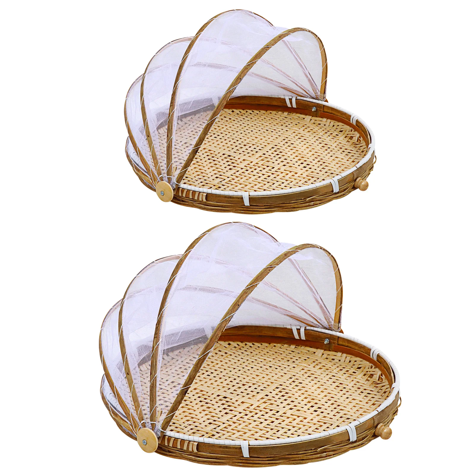 

Корзина для сервировки еды с сетчатой крышкой, плетеный вручную пылезащитный контейнер для хранения овощей и фруктов, с защитой от насекомы...