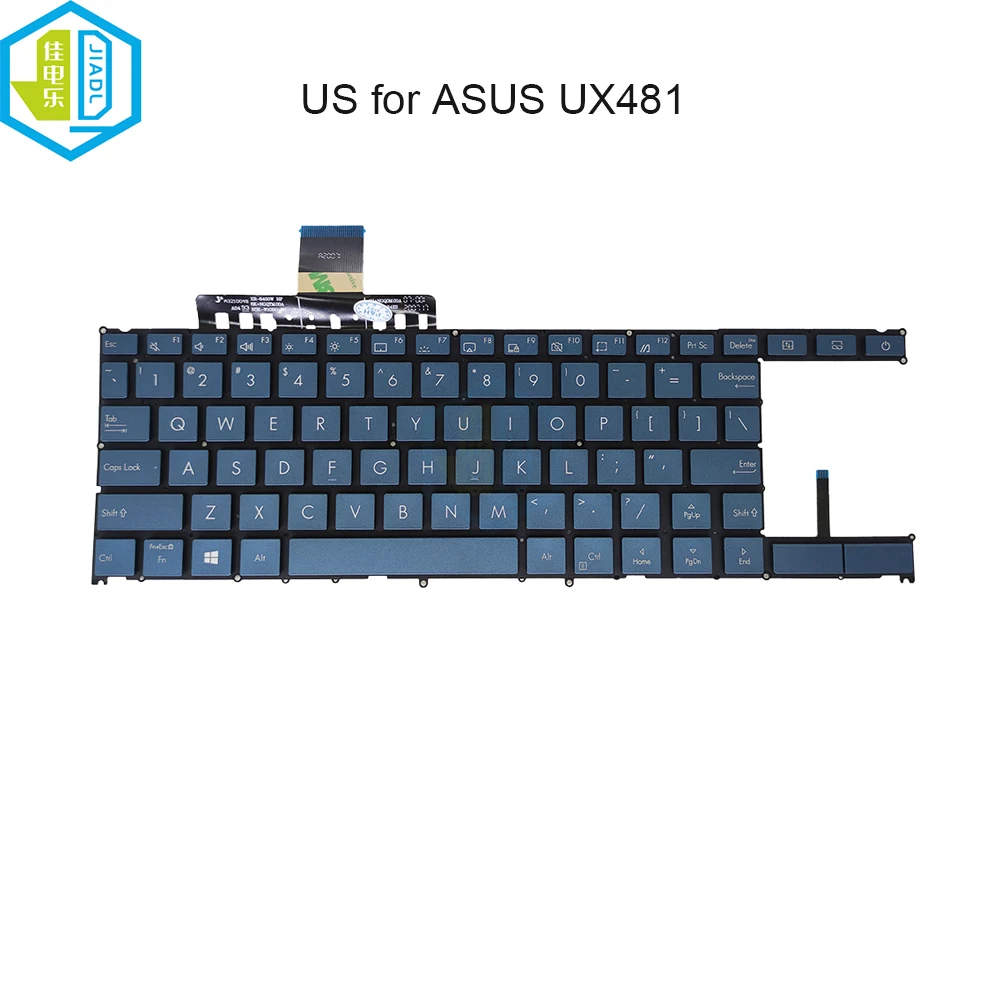 

US Laptop Backlit Keyboard For ASUS ZenBook Pro Duo UX481 UX481F UX481FL UX481FA English Keyboards Blue Keycaps 0KNB0-5622US00
