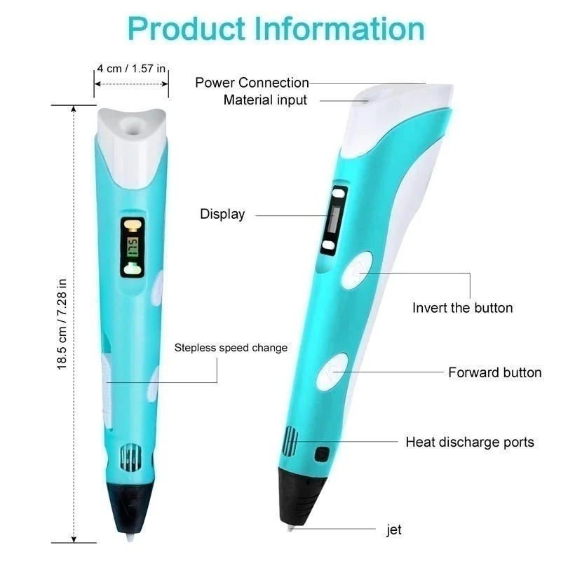 3d-ручка для рисования сделай сам принтер с ЖК-экраном и ПЛА-нитью художественные