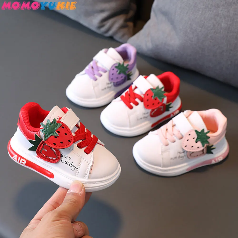 2022 Autumn Winter Cute Breathable and comfortable Sneaker Girls casual shoes with Strawberry Casual Flat Heel Toddler Girl Shoe