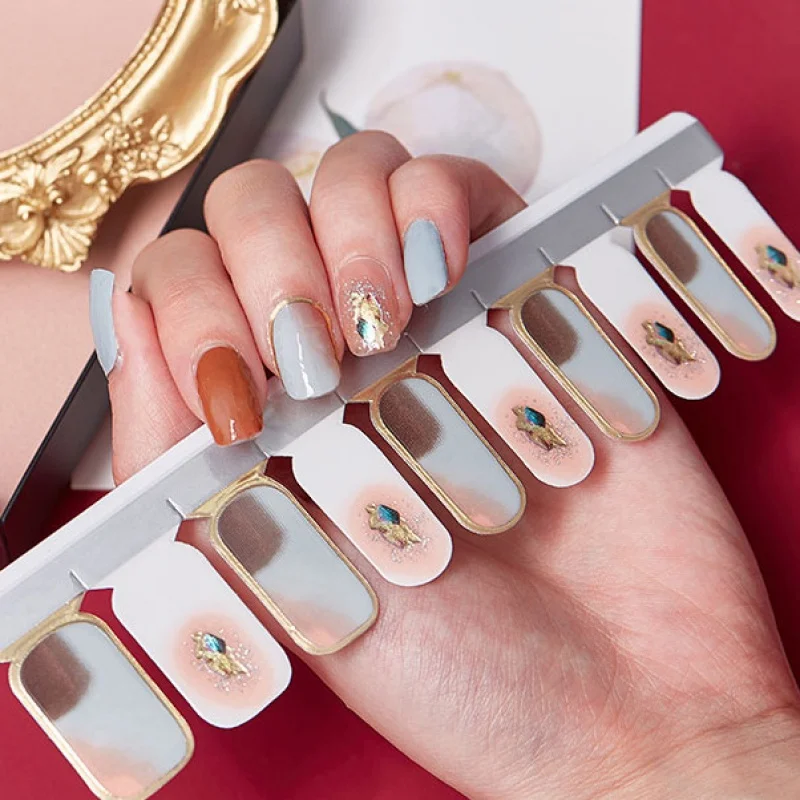 

20 шт./набор, синие и красные наклейки для ногтей