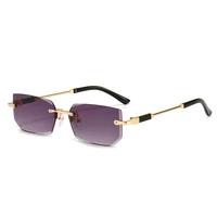 luxury rectangular rimless sunglasses fashion polarized sun glassessummer women decorative eyewearshopping drive to wear