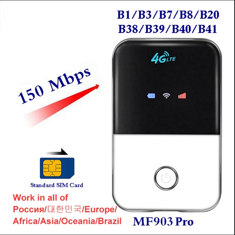 

4G LTE Pocket Wifi Router Car Mobile Hotspot Wireless Broadband Mifi Unlocked Modem With Sim Card Slot FDD B1,3,7,8,20
