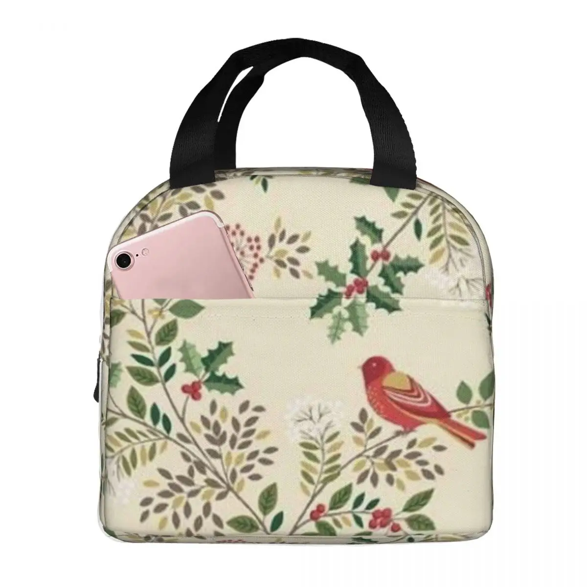 

Christmas Garden Metallic Portable Insulated Oxford Lunch Bag Reusable Lunch Box Lunch Organizer Thermal Cooler Tote Bag