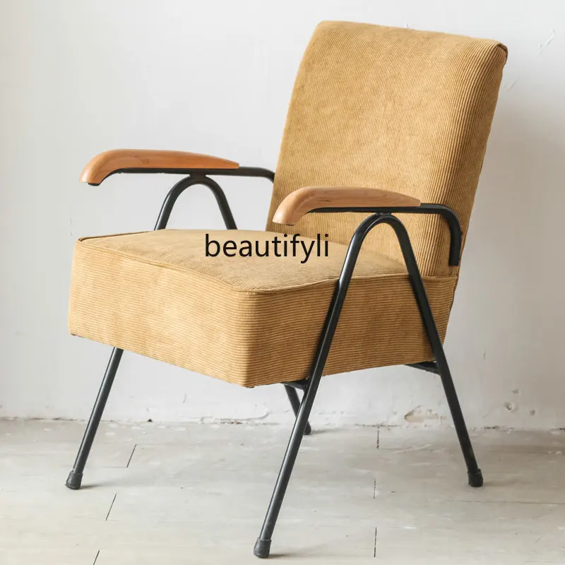 

yj Nordic Retro Single-Seat Sofa Chair Fabric Japanese Style Living Room Light Luxury Bedroom Small Sofa