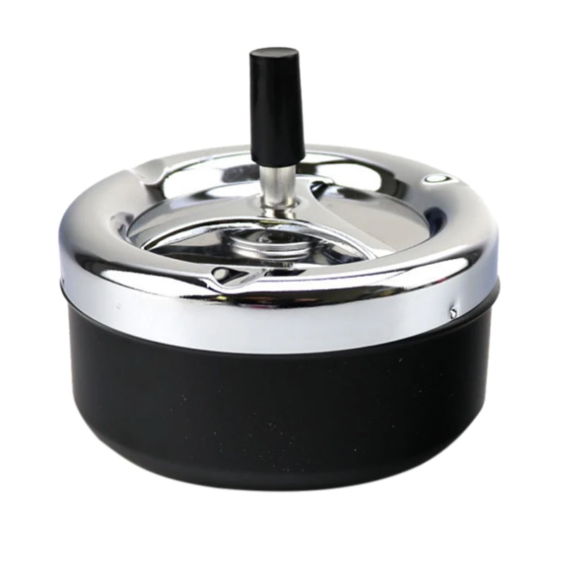 

Automatic Cleaning Rotating Ashtray, Stainless Steel Finger Pressure Rotating Ashtray