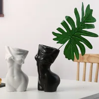 Matte Black and White Body Art Vase Flower Inserts Ornaments Ceramic Crafts Home Countertops Fashion European Ornaments