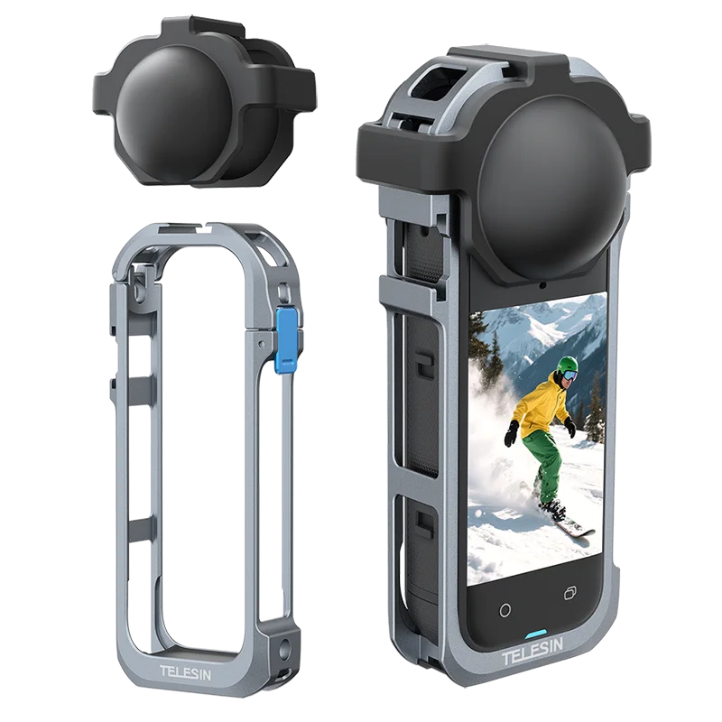 Фото Клетка для камеры из алюминиевого сплава для Insta360 X5 и X4 — защитная рамка для видеоблогов с универсальными функциями №2