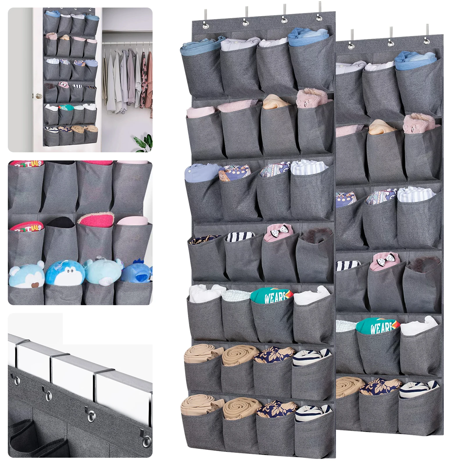 

Over The Door Shoe Organizer with 4 Hooks Large Capacity Hanging Door Shoe Rack with 24/28 Pockets Heavy Duty Hanging Shoe