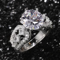 new luxury classic silver plated hollow out crystal rings for women shine cz stone inlay fashion jewelry wedding party gift ring