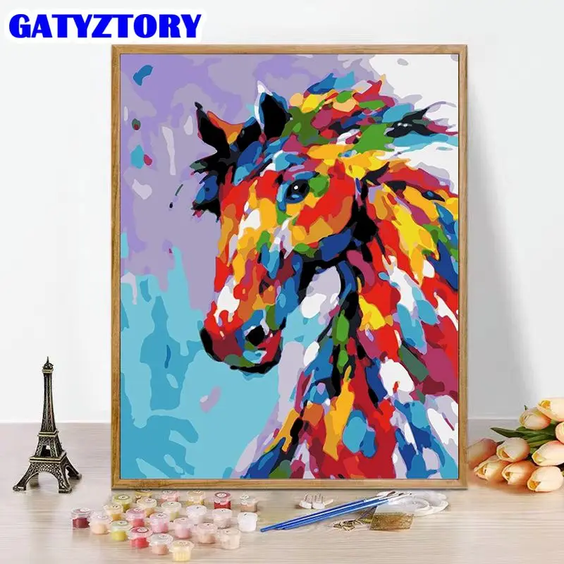 

GATYZTORY Painting By Number Color Horses Animal Drawing On Canvas Handpainted Art Gift Diy Pictures By Number Kits Home Decor