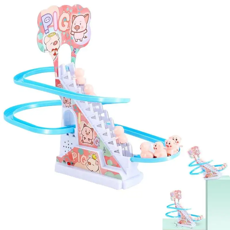

Электрическая игрушка для подъема по лестнице, многослойная свинка розового цвета, игрушка для лестницы, взаимодействие родителей и детей, Свинка для помещений