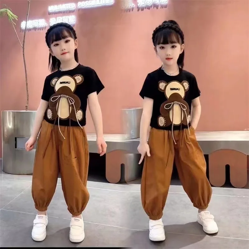 

Summer Baby Girls Clothes Set Cartoon T-shirt+ Pant 2PCS Outfits For Age 4 5 6 7 8 9 10 11 12 Years Casual Sport Girl Clothes