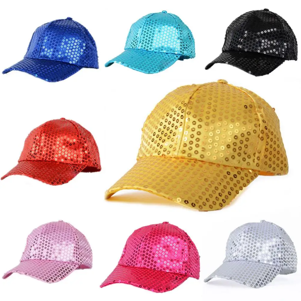 

Korean Parent-child Sequins Hats Kids Bead Piece Caps June 1 Children's Day Performance Hip-hop Baseball Cap Performance Hat