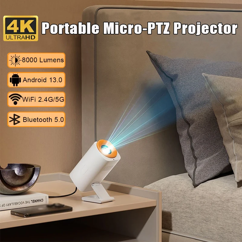 Фото 2025 Новый умный мини-проектор для улицы V16 + Android13.0 Dual WiFi BT5.2 1080P Ultra-HD Портативный проектор для домашнего кинотеатра Micro-PTZ №1