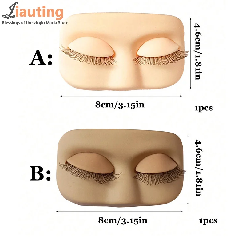 Фото Плоская модель Mini Lash, тренировочная голова для наращивания ресниц со съемными сменными веками и накладными ресницами №5