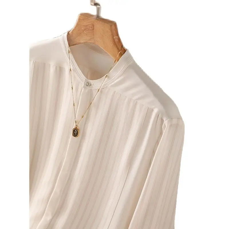 

Export To Italy Good Quality And Beautiful Nob-le Temperament Connotation Imitation Silk Shirt Women's 2023 New Fashion Top