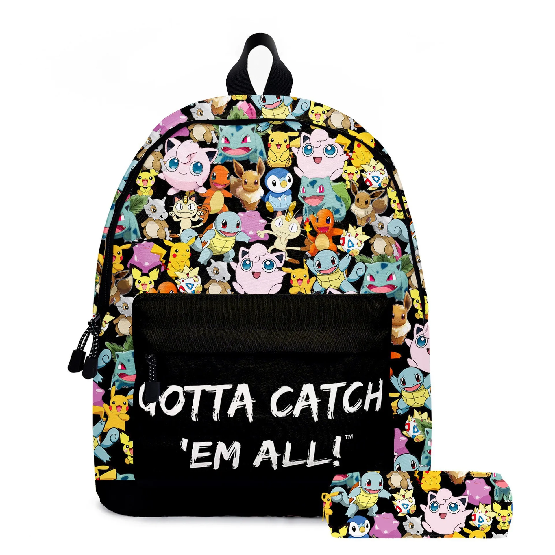 

New 3d Cartoon Pokemon Backpack Set Anime Pikachu Student Schoolbags With Penbag Student Travel Bag Girls Boys