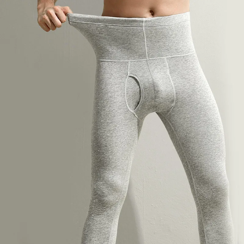 Men's Cotton Long Johns Autumn Winter Men Thin Thermal Underwear High-waisted Tight Leggings Man Waist Protector Lounge Trousers