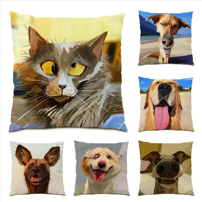 

New Decorative Cushion Cover Comfortable 45x45 Velvet Fabric Pillow Cases Adorable Animal Comfortable Polyester Linen Home E1188