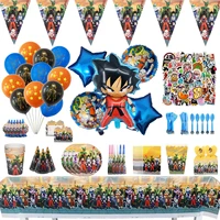 anime dragon ball goku kid birthday party supplies tableware paper cup plate napkins baby shower foil balloons party decor props