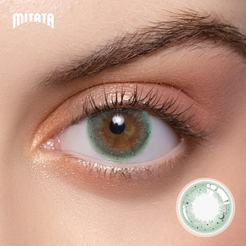 

MITATA Emerald Green Colored Lenses With Diopter Vision Correction Fresh Lady Daily Color Contact Lenses 10Pcs(5Pair)
